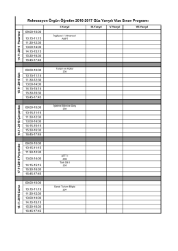 Rekreasyon Örgün Öğretim 2016-2017 Güz Yarıyılı Vize Sınav