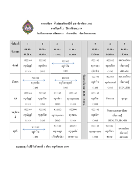 ตารางเรียน ชั้นมัธยมศึกษาปีที่ 2/1 (ห้องเรียน