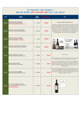 인기 와인을 장터가 그대로 11월 말까지~! 매월 이달의 특가
