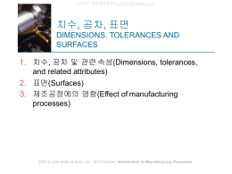 치수, 공차, 표면