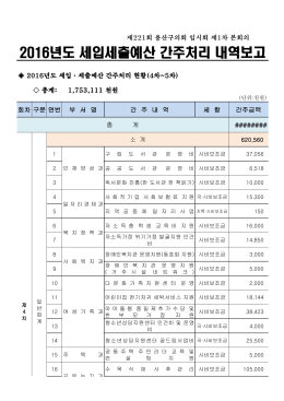 2016년도 세입세출예산 간주처리 내역보고