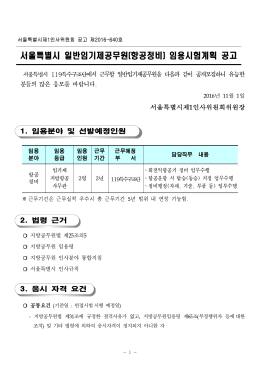 서울특별시 일반임기제공무원(항공정비) 임용