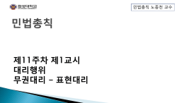 제11주차 제1교시 대리행위 무권대리