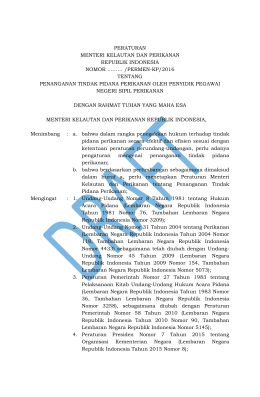 peraturan menteri kelautan dan perikanan republik