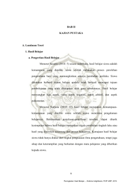 6 BAB II KAJIAN PUSTAKA A. Landasan Teori 1. Hasil Belajar a