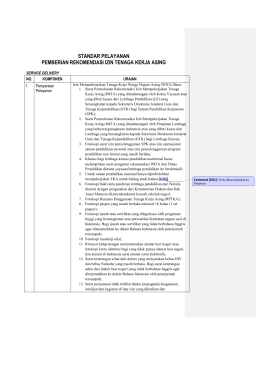 standar pelayanan pemberian rekomendasi izin tenaga kerja