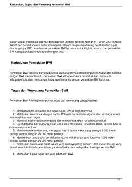 Kedudukan, Tugas, dan Wewenang Perwakilan BWI