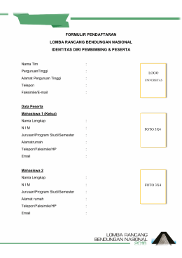formulir pendaftaran lomba rancang bendungan nasional identitas