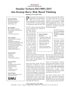 Standar Terbaru ISO 9001:2015 dan Konsep Baru