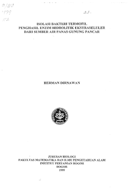 Isolasi Bakteri Termofil Penghasil Enzim Hidrolitik