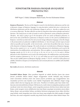 FONOTAKTIK BAHASA BANJAR (BANJARESE PHONOTACTIC)