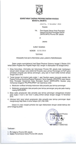 Surat Edaran Sekretaris Daerah Provinsi DKI Jakarta Nomor 53/SE
