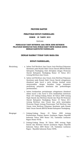 Perbup Pandeglang No. 29 Tahun 2015