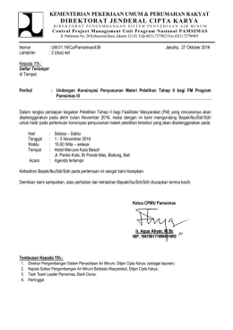 Surat CPMU - Butuh 4200 Fasilitator untuk PAMSIMAS III