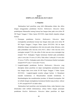 BAB V SIMPULAN, IMPLIKASI, DAN SARAN A. Simpulan