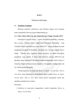 8 BAB II TINJAUAN PUSTAKA 2.1 Penelitian Terdahulu Beberapa