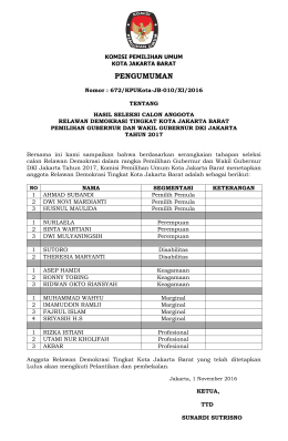 pengumuman - KPU Kota Jakarta Barat