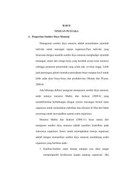 BAB II TINJUAN PUSTAKA A. Pengertian Sumber Daya Manusia