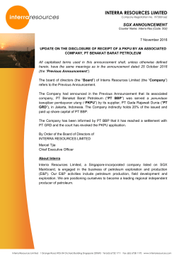 Update on Receipt of PKPU by BBP