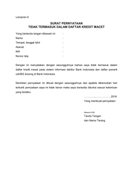surat pernyataan tidak termasuk dalam daftar kredit macet