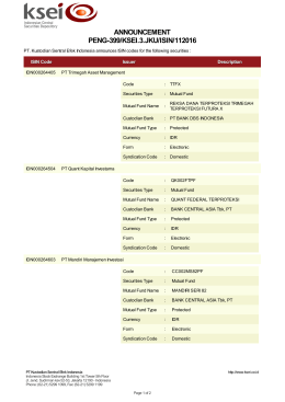ANNOUNCEMENT PENG-399/KSEI.3.JKU/ISIN/112016