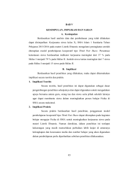 83 BAB V KESIMPULAN, IMPLIKASI DAN SARAN A. Kesimpulan