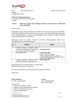 Nomor : KSEI-28214/JKU/1116 Jakarta, 4 November 2016 Lampiran