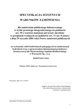 specyfikacja istotnych warunków zamówienia - BIP