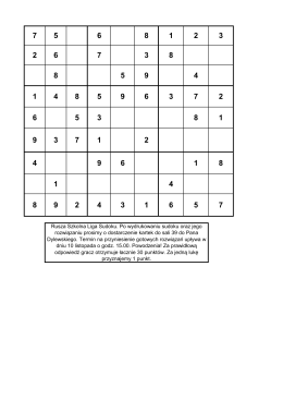 Rusza Szkolna Liga Sudoku. Po wydrukowaniu sudoku oraz jego