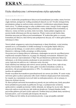 Etyka idealistyczna i zrównoważona etyka optymalna