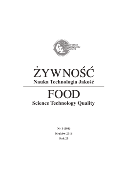 Pobierz numer - Żywność. Nauka. Technologia. JAKOŚĆ