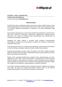 Obligacje.pl - analiza PCC Rokita