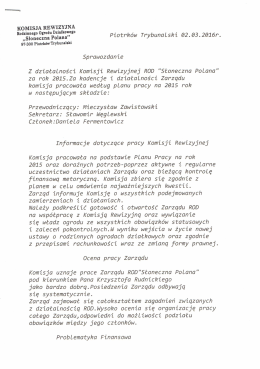 Sprawozdanie Komisji Rewizyjnej
