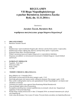 REGULAMIN VII Biegu Niepodległościowego o puchar Burmistrza