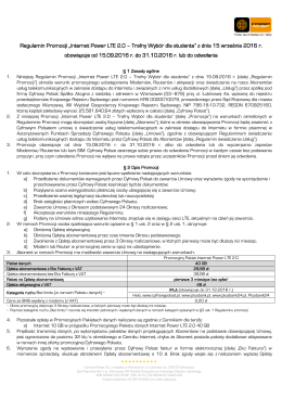Regulamin Promocji Internet Power LTE 2.0