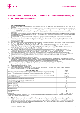 Warunki Oferty Promocyjnej &bdquo;Taryfa T bez telefonu 3 lub - T