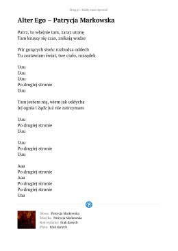 Alter Ego - Patrycja Markowska - tekst