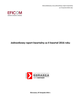 Jednostkowy raport kwartalny za II kwartał 2016 roku