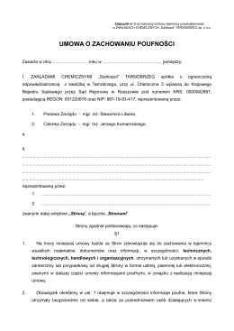 umowa o zachowaniu poufności - &bdquo;Siarkopol&rdquo; TARNOBRZEG sp. z oo
