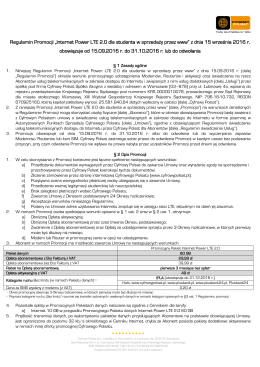 Regulamin Promocji Internet Power LTE 2.0 dla