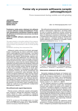 Pomiar siły w procesie szlifowania narzędzi