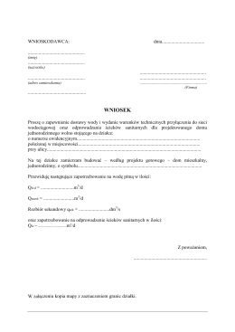 Wzór wniosku o wydanie warunków technicznych przyłączenia
