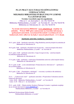 plan pracy kulturalno-oświatowej