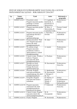 ZESTAW SZKOLNYCH PROGRAMÓW NAUCZANIA DLA LICEUM