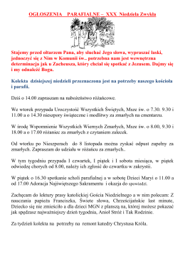 OGŁOSZENIA PARAFIALNE &ndash; IV Niedziela Wielkanocna