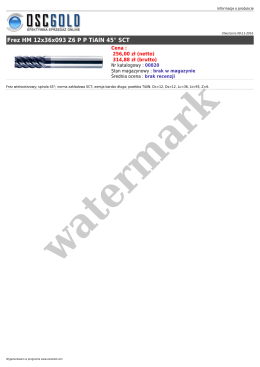 Frez HM 12x36x093 Z6 PP TiAlN 45° SCT