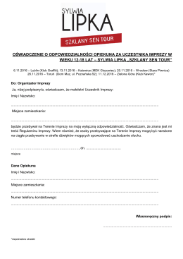 oświadczenie o odpowiedzialności opiekuna za uczestnika imprezy