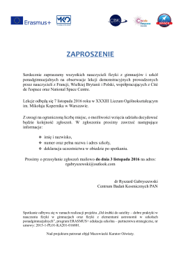 Informacje dotyczące projektu - Kuratorium Oświaty w Warszawie