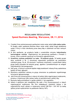 Speed Business Meeting, Warszawa, 08.11.2016