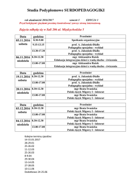 SURDO - plan zajęć na stronę